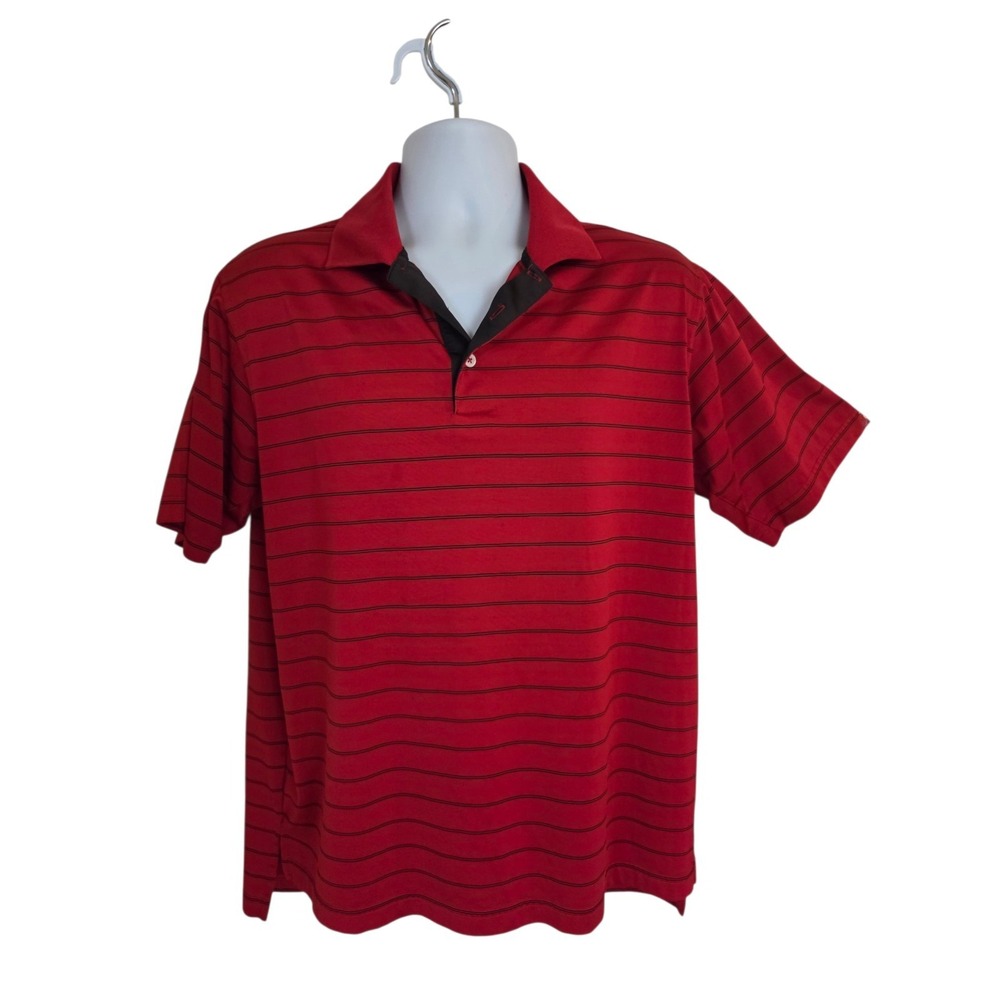 Adidas‎ Climacool Red & Black Striped Golf Polo Men's Top M